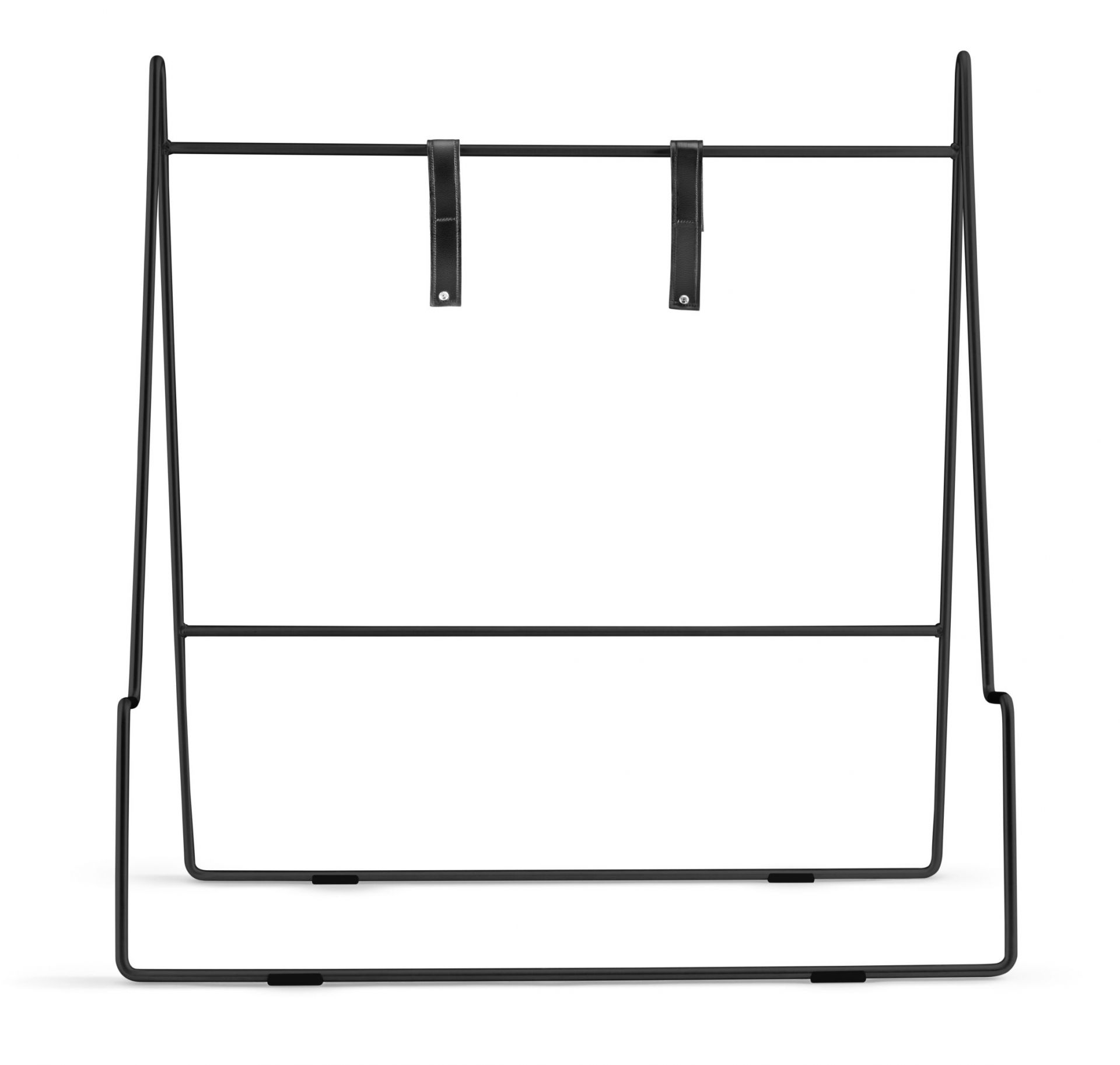 Schwarzer Carry TV-Ständer von Eva Solo aus Metall mit Lederriemen zur Befestigung des Fernsehers.