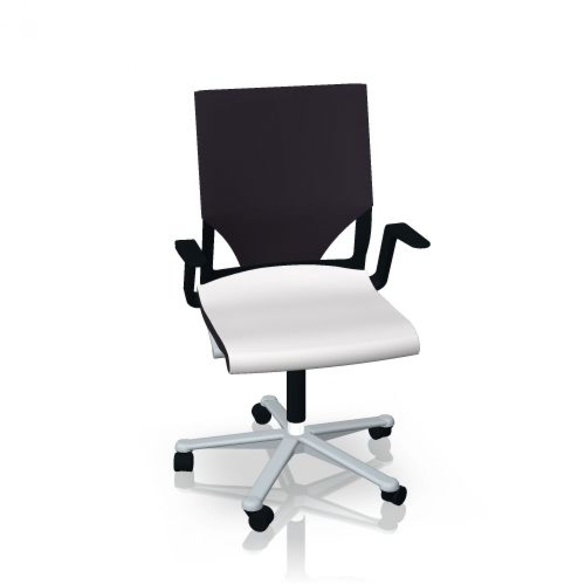 Wilkhahn Modus Bürostuhl 275/3 mit mittelhohem Rücken und weißem Sitzpolster.