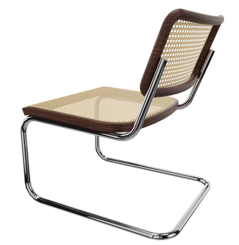 S 32 VL Lounge Chair Sessel NUSSBAUM MIT NATURHOLZLACK LACKIETZ / NATUR ROHRGEFLECHT Thonet EINZELSTÜCK