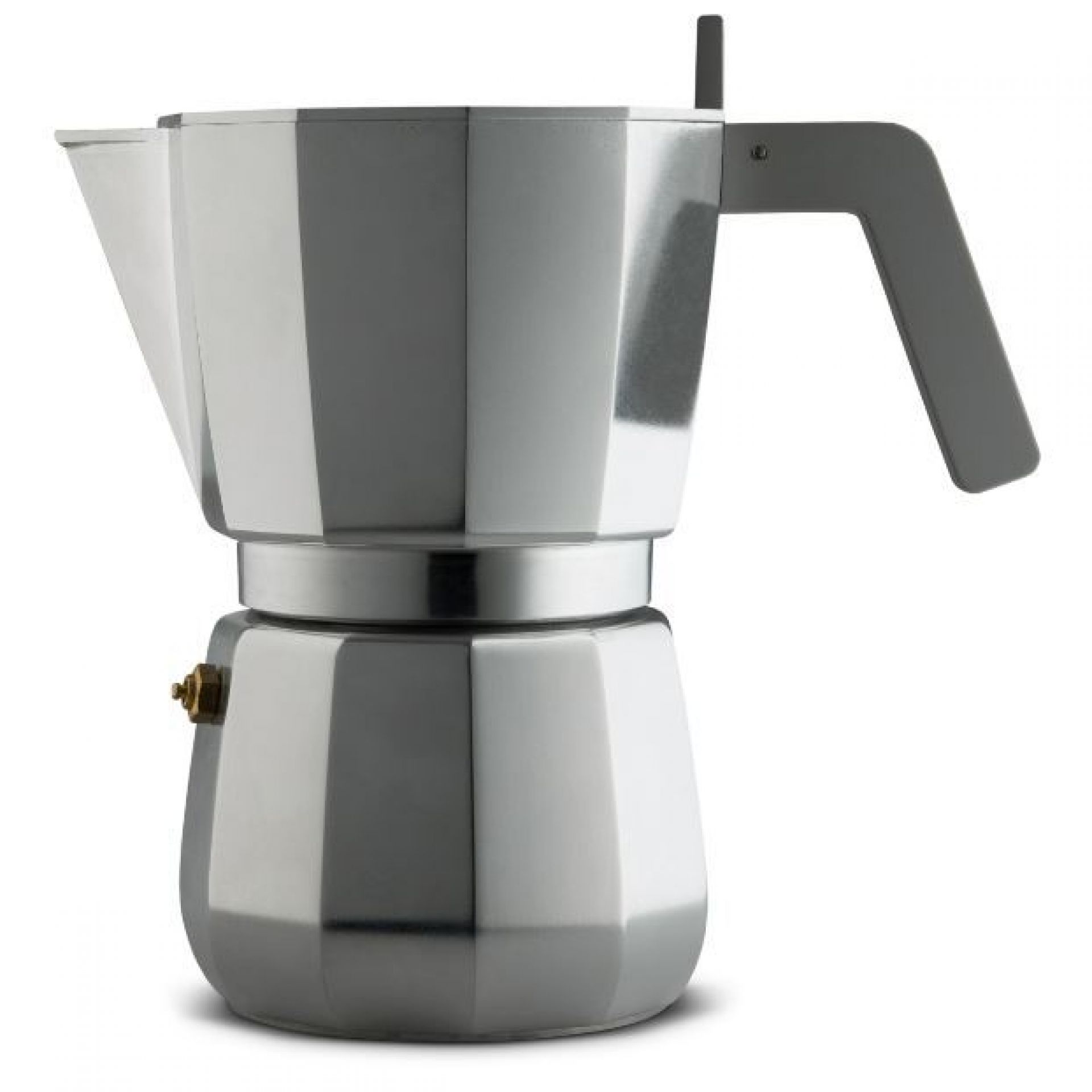 Alessi Moka Espressokocher DC06 9 FM aus Aluminium für die Zubereitung von italienischem Kaffee.