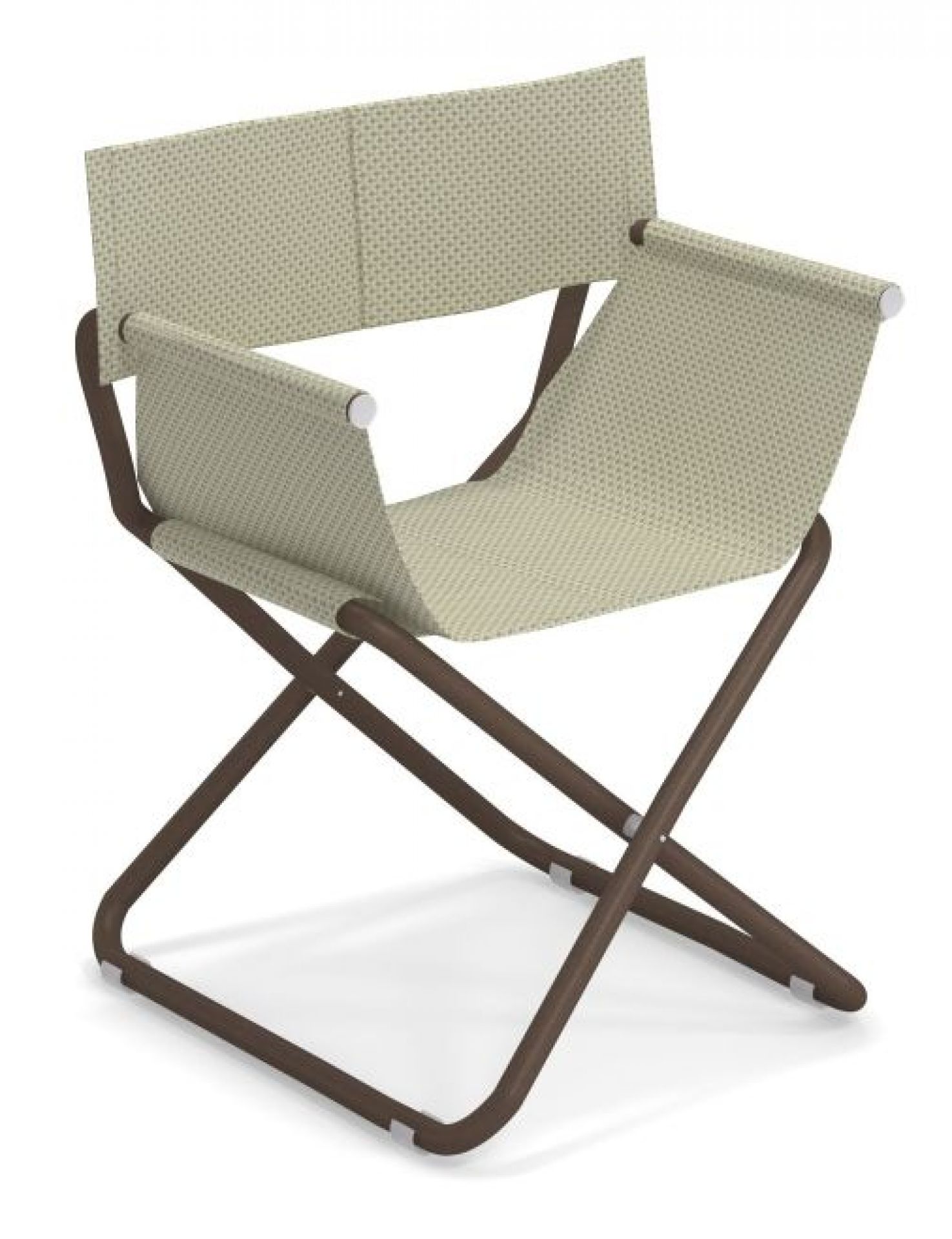 Snooze Regiestuhl Emu, braunes Gestell mit beiger Sitzfläche und Rückenlehne, Gartenmöbel für entspannte Stunden.