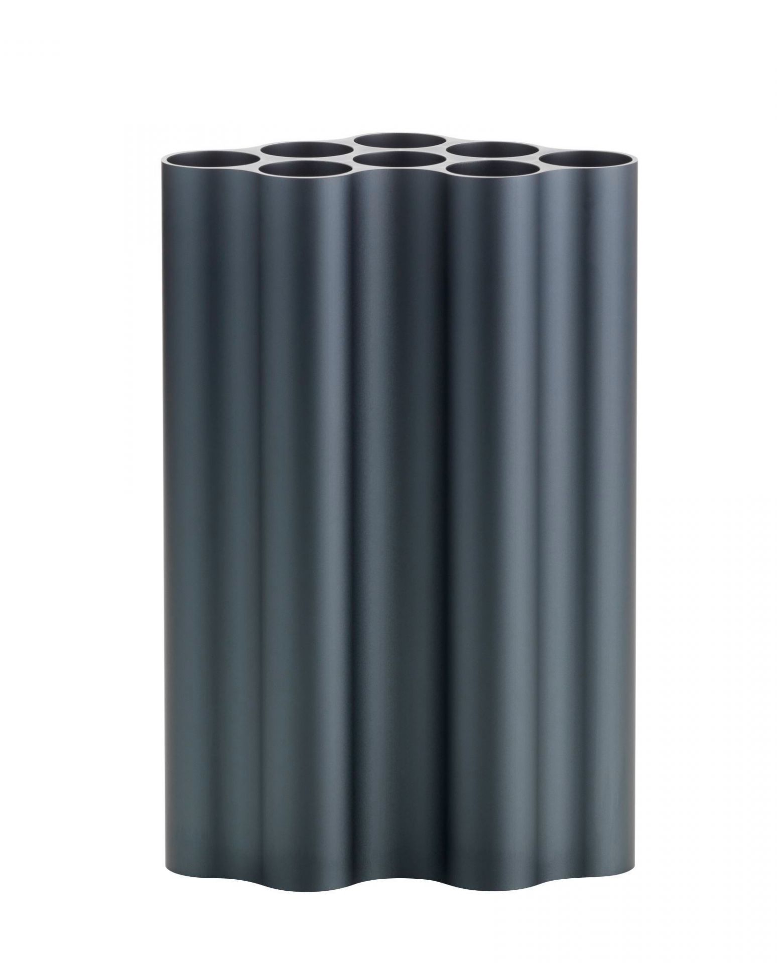 Stahlblaue Nuage Vase von Vitra, große Ausführung. Design-Blumenvase mit wellenförmiger Struktur.