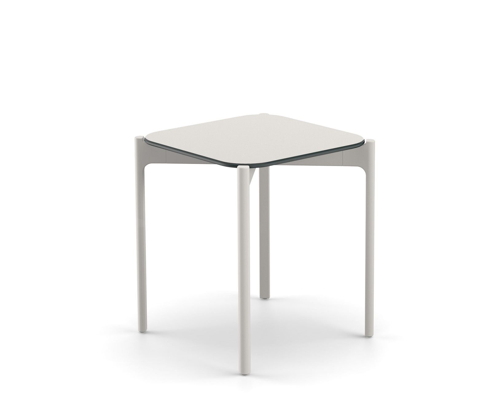 Weißer Izon Beistelltisch von Dedon mit rechteckiger Tischplatte und minimalistischem Design für den Garten.