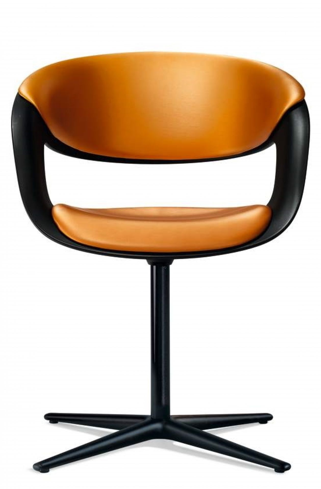 Lox Sessel von Walter Knoll, Drehstuhl mit braunem Sitz und schwarzem Fuß.