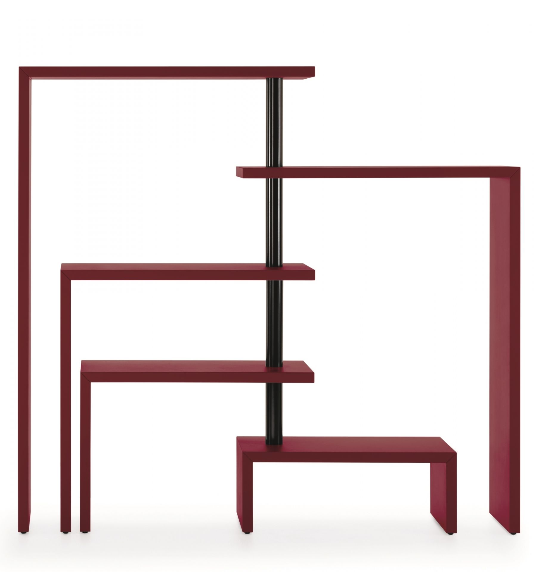 Rotes Drehregal von Zanotta, modernes Designermöbel für Wohnzimmer und Büro, vielseitige Aufbewahrungslösung.