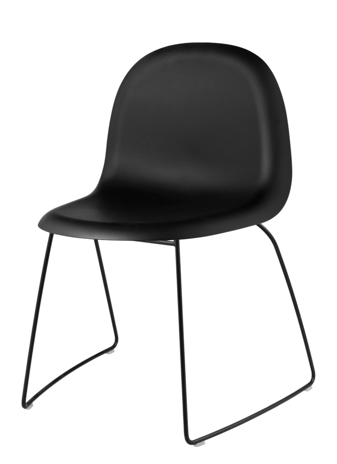 3D Esszimmerstuhl Kunststoff schwarz - Sledge Base Filzgleiter stapelbar Gubi