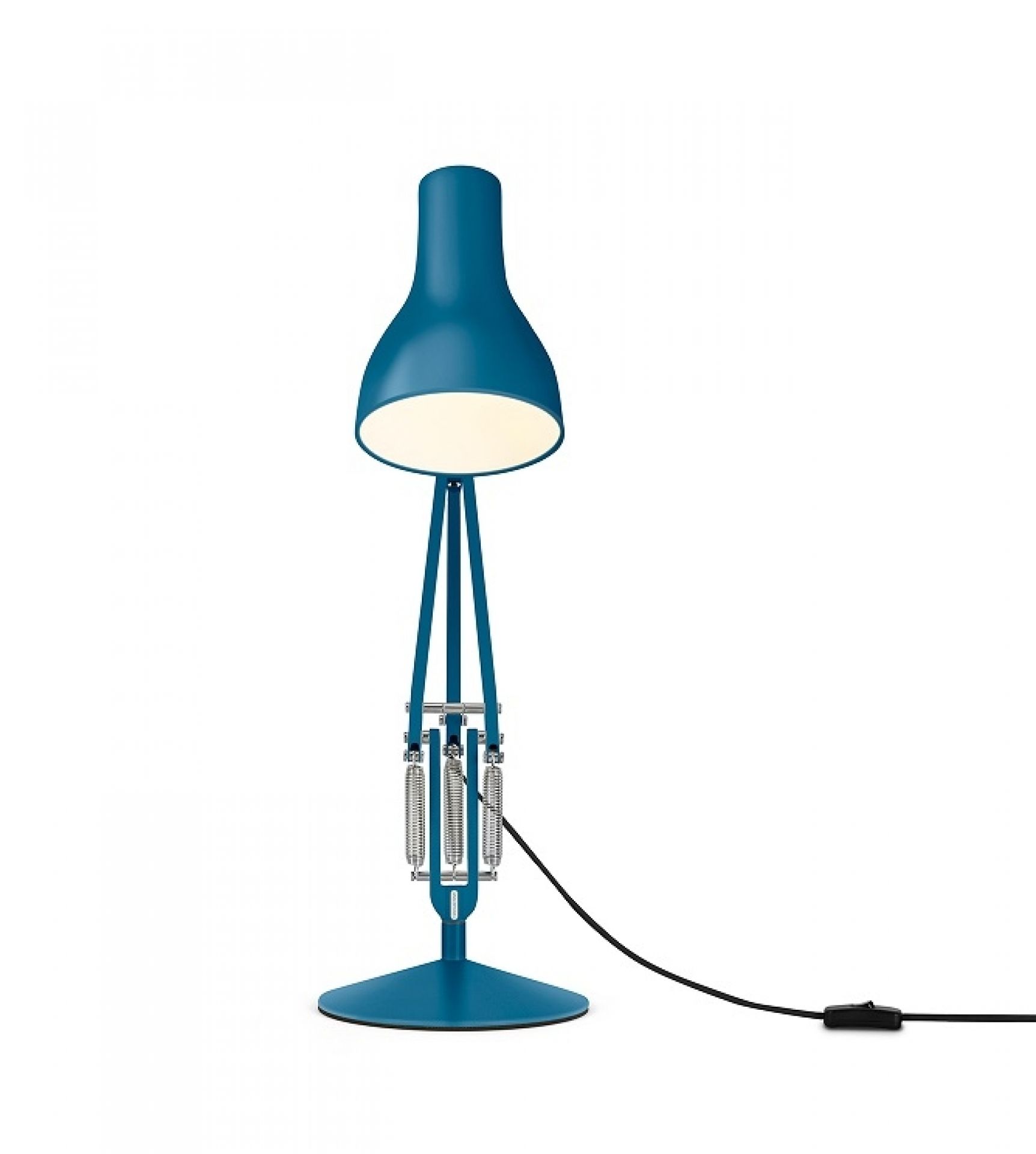 Blaue Anglepoise Type 75 Schreibtischleuchte Margaret Howell Edition, moderne Tischlampe mit Federmechanismus.