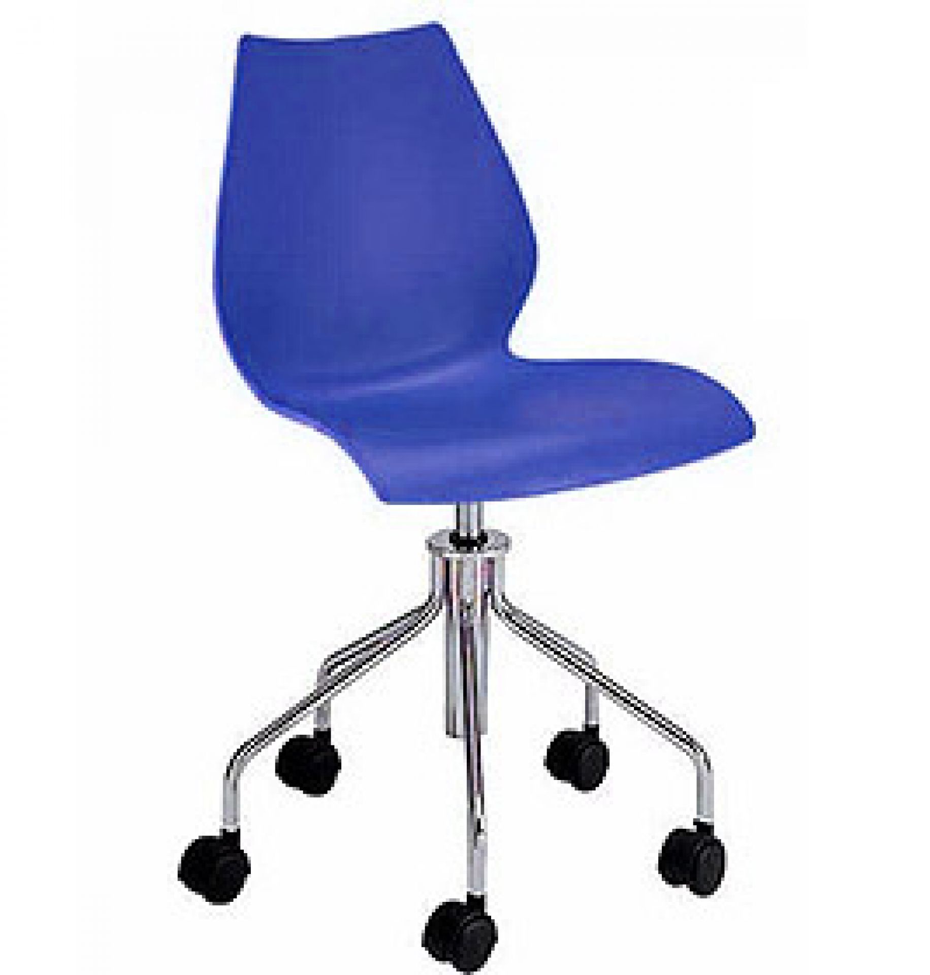 Blauer Maui Drehstuhl von Kartell mit Gasfeder und Rollen, ergonomisches Design.