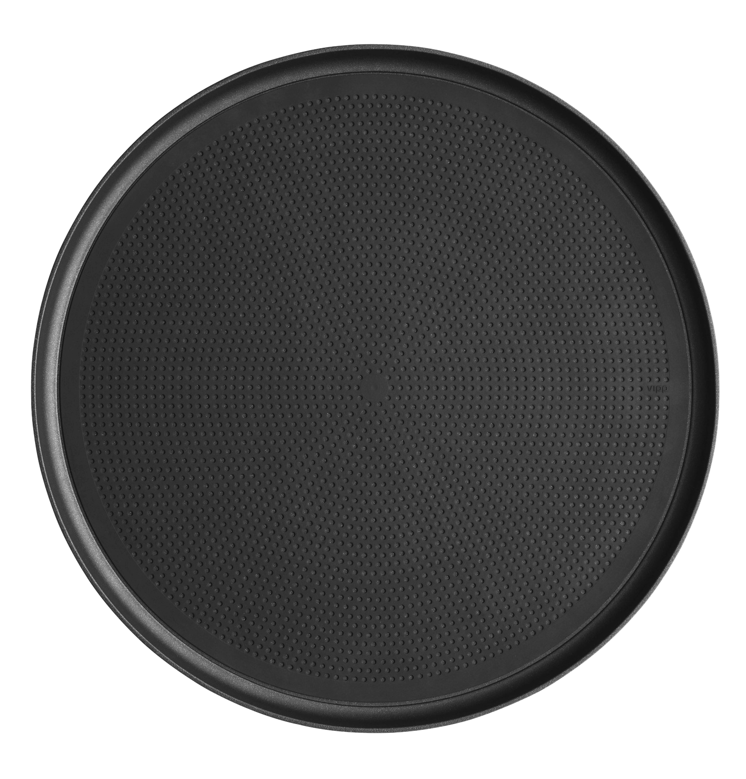 Schwarzes, rundes Vipp Tablett mit rutschfester Oberfläche, ideal für Küche und Servieren.