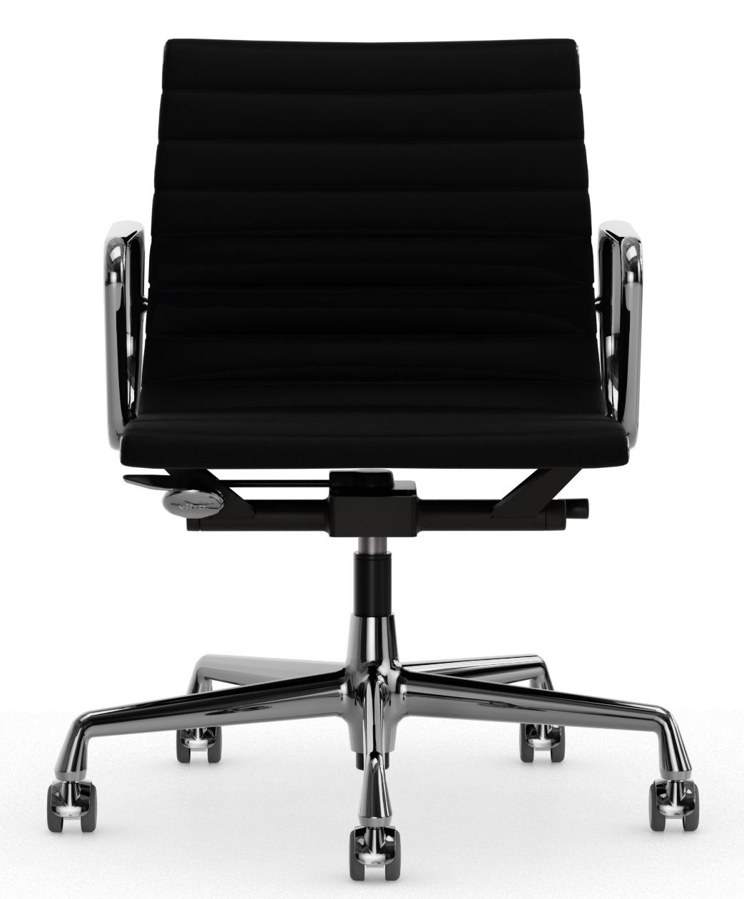Aluminium Chair EA 118 / EA118 Stuhl Leder Premium Nero Vitra