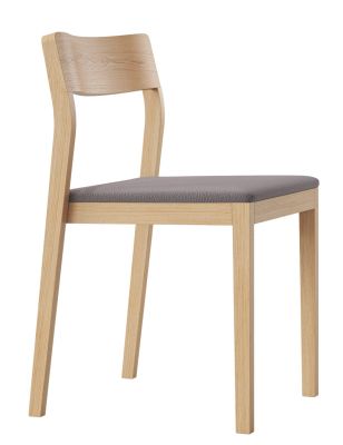 Sit Holzstuhl mit Sitzpolster Zeitraum, helles Holz, grauer Stoffbezug, Esszimmerstuhl, Küchenstuhl.