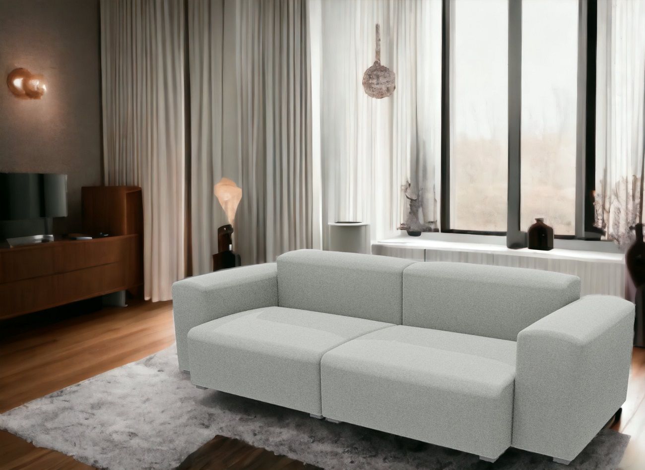 Helles Mags Soft Sofa, 2,5-Sitzer, mit niedrigen Armlehnen, modernes Design für Wohnzimmer.