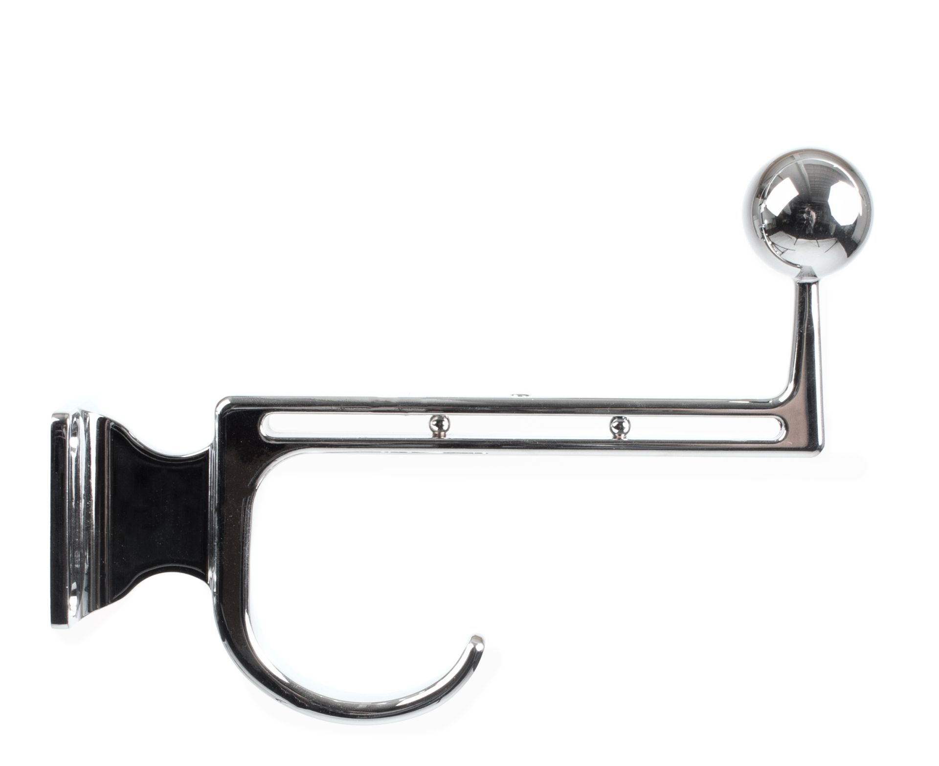 Silberner Garderobenhaken von Volker Lang, groß, aus Metall mit Kugel, für Wandmontage.