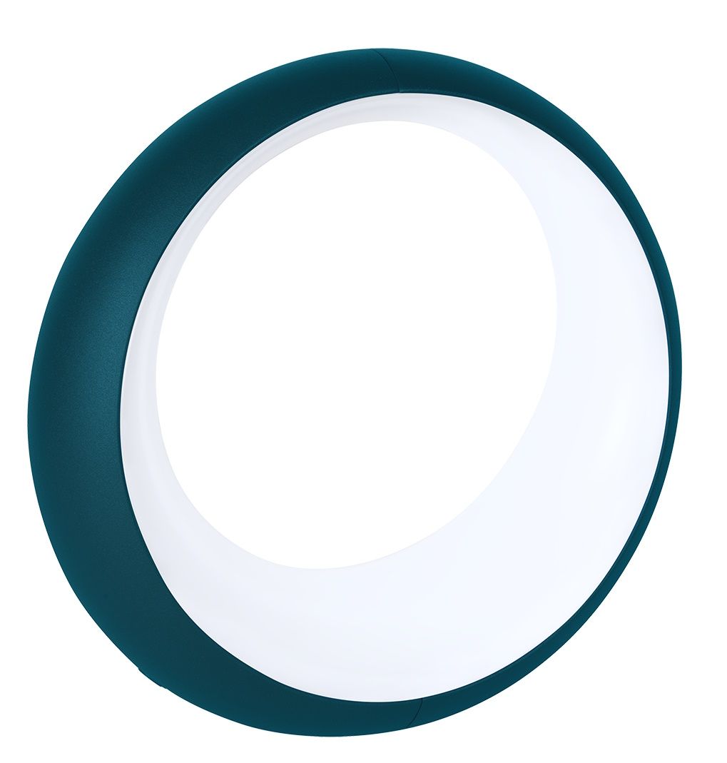 Hoopik Tischleuchte von Fermob in Blau: Moderne, ringförmige Lampe für Innenräume.