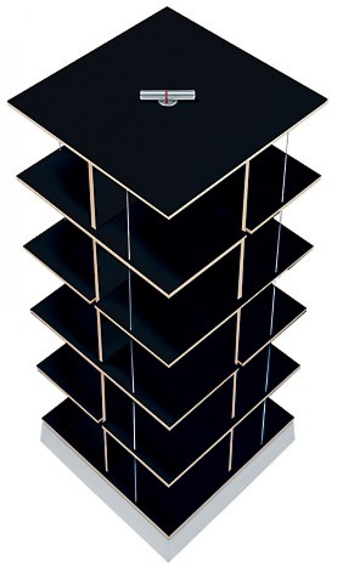 Musikstapler CD-Regal von Nils Holger Moormann: Schwarzes, modernes CD-Regal zur Aufbewahrung von CDs.