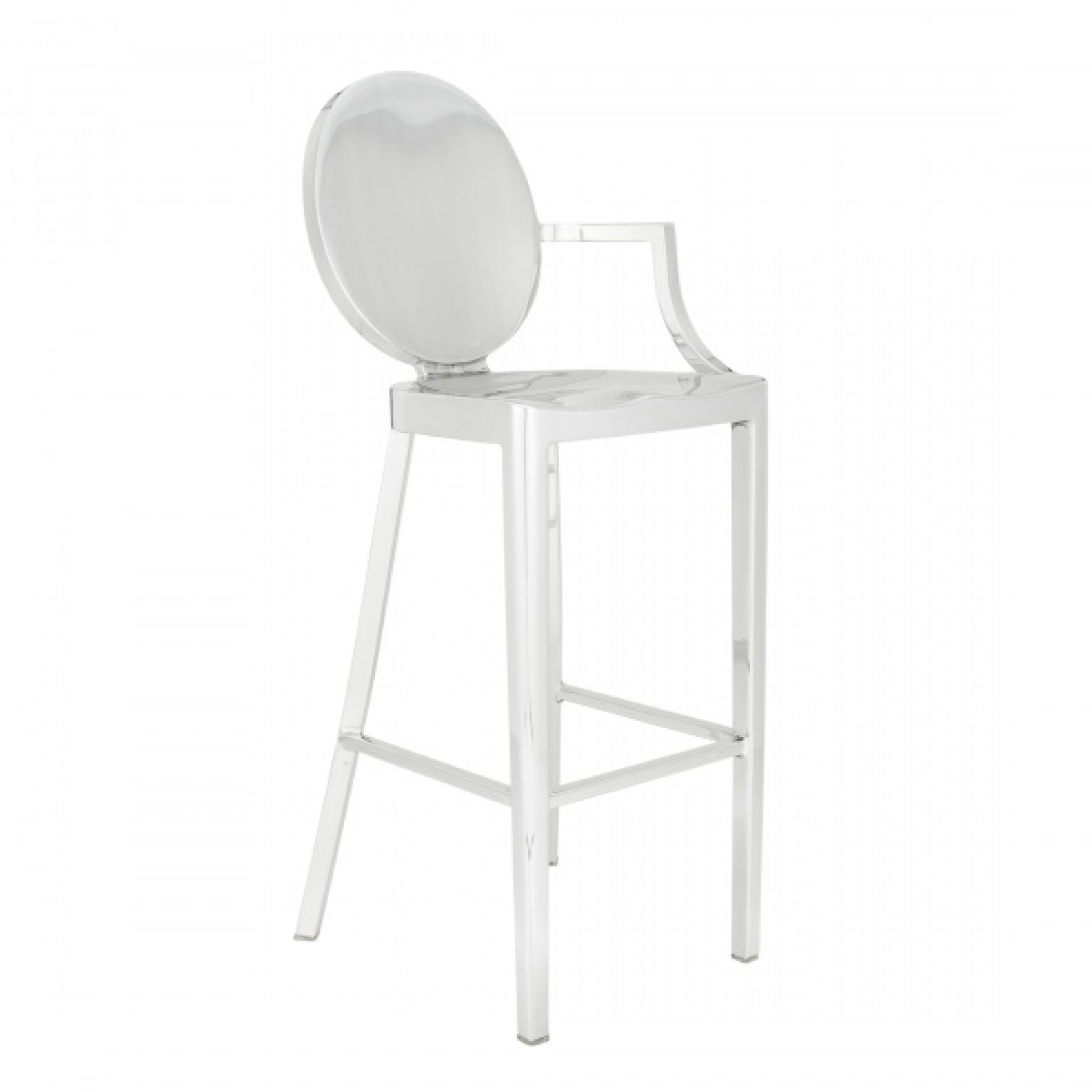 Kong Bar Stool von Emeco: Moderner, transparenter Barhocker mit Armlehnen und runder Rückenlehne.