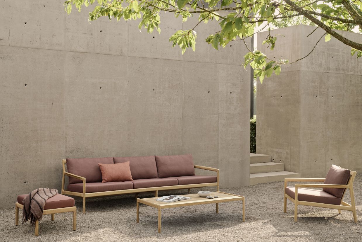 Jack Outdoor Loungesessel Teak grüner Stoff Ethnicraft