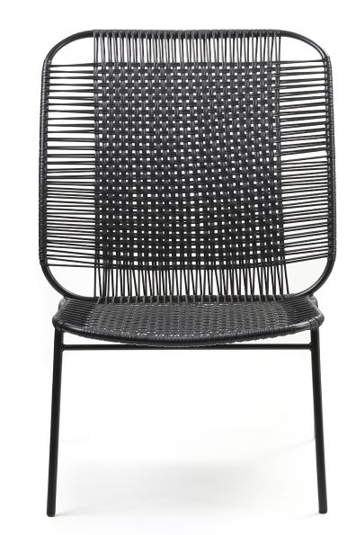 Schwarzer Cielo Lounge Chair von ames für den Außenbereich, hoch, mit geflochtener Sitzfläche.