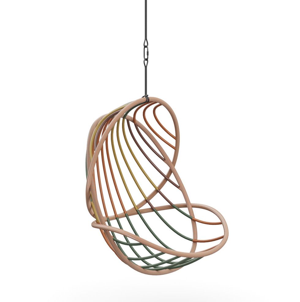 Kida Hängesessel von Dedon: Moderner, farbenfroher Outdoor-Hängesessel mit Polster für Garten und Terrasse.