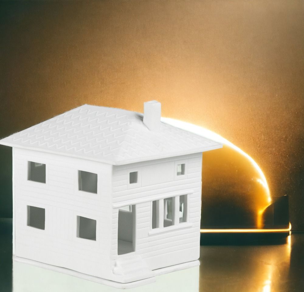 Weißes Lichthaus im Stadtvilla-Stil von Räder, dekoratives Wohnaccessoire für stimmungsvolle Beleuchtung im Innenbereich.