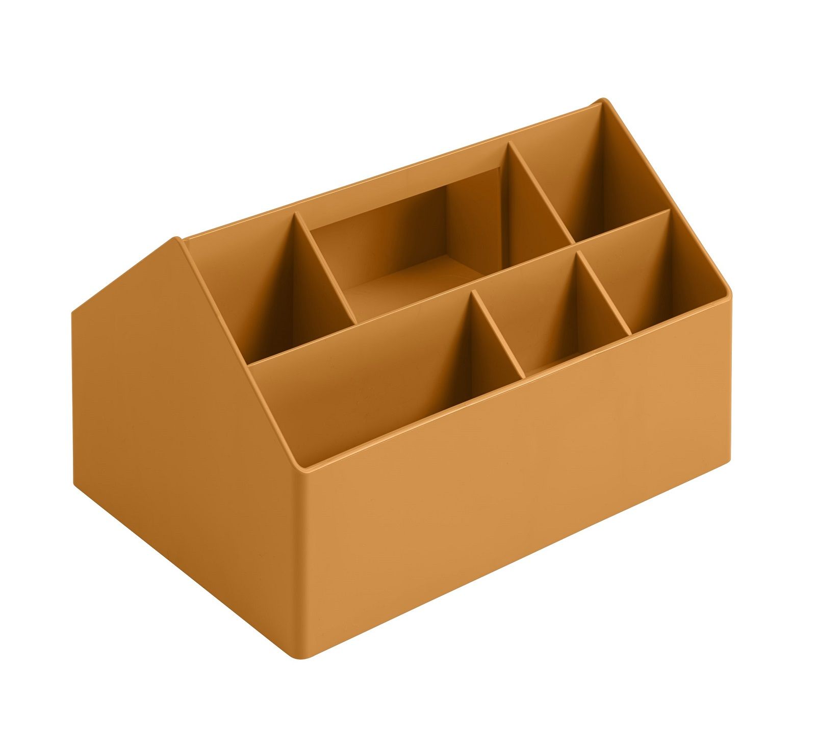 Goldene Muuto Sketch Toolbox Organisationsbox mit sechs Fächern für Bürobedarf und Schreibtischorganisation.