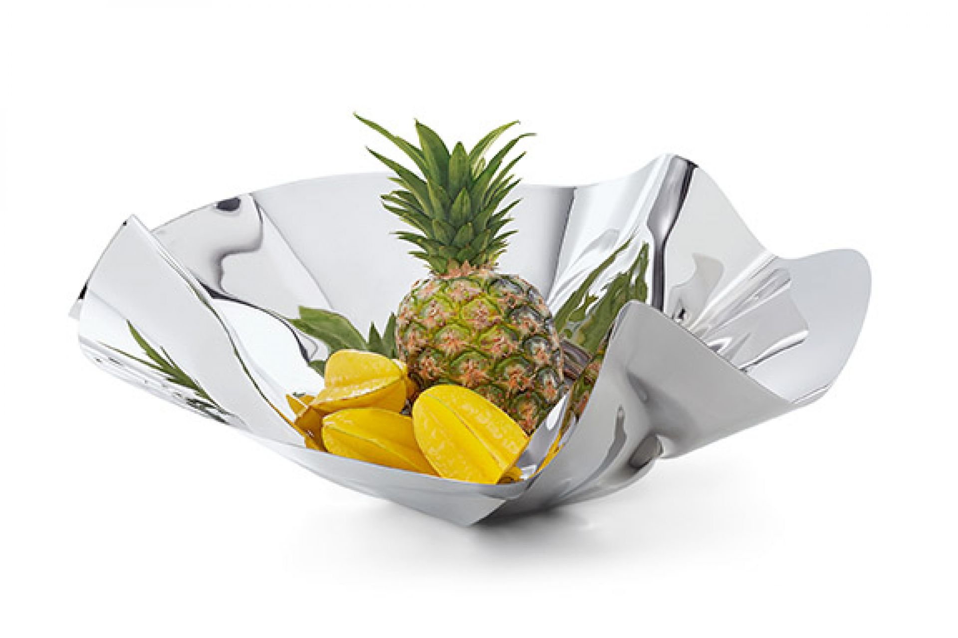 Silberne Margarethe Schale mit Ananas und Sternfrucht, dekorative Designschale von Philippi.