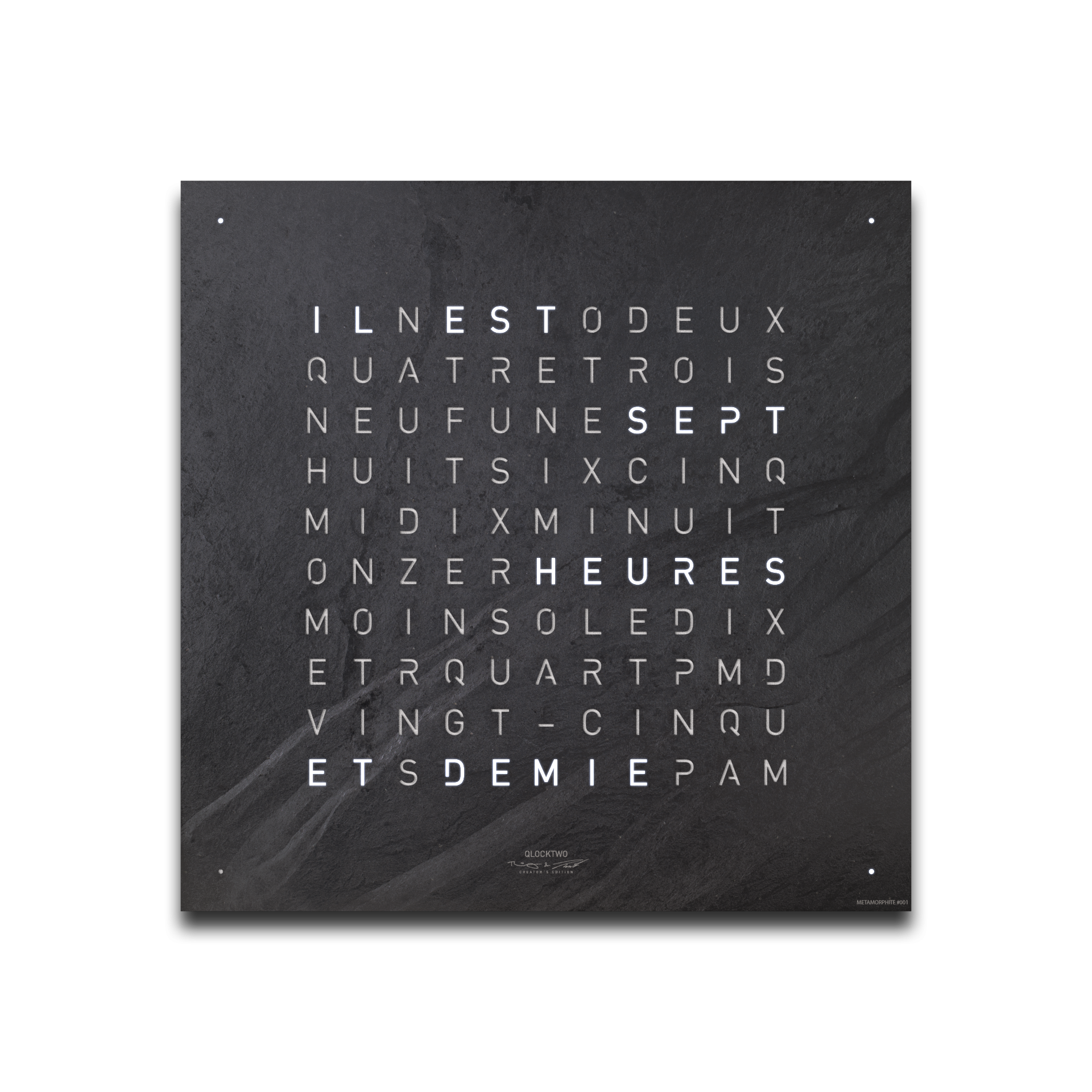 Frontcover für Earth 45 Wanduhr / Zeitobjekt Französisch QLOCKTWO