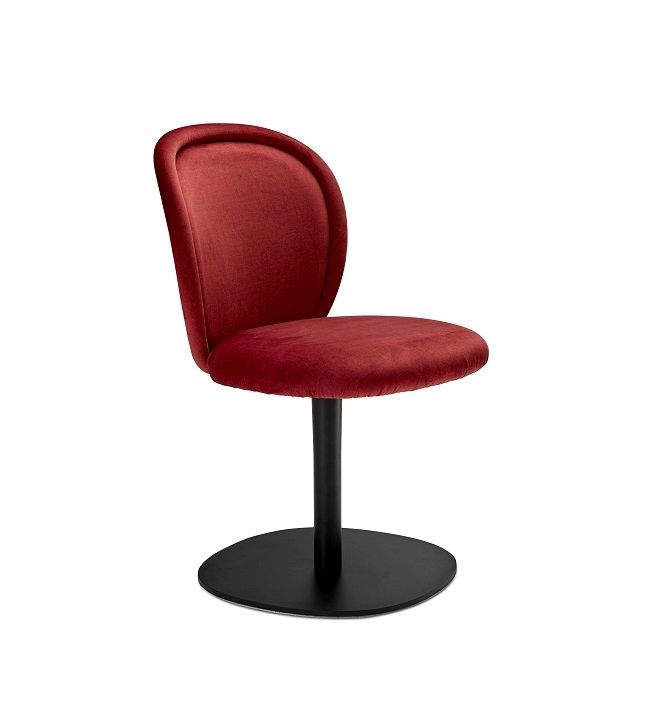 Roter Ona 2020 Side Chair Stuhl von Freifrau Manufaktur mit schwarzem Fuß.