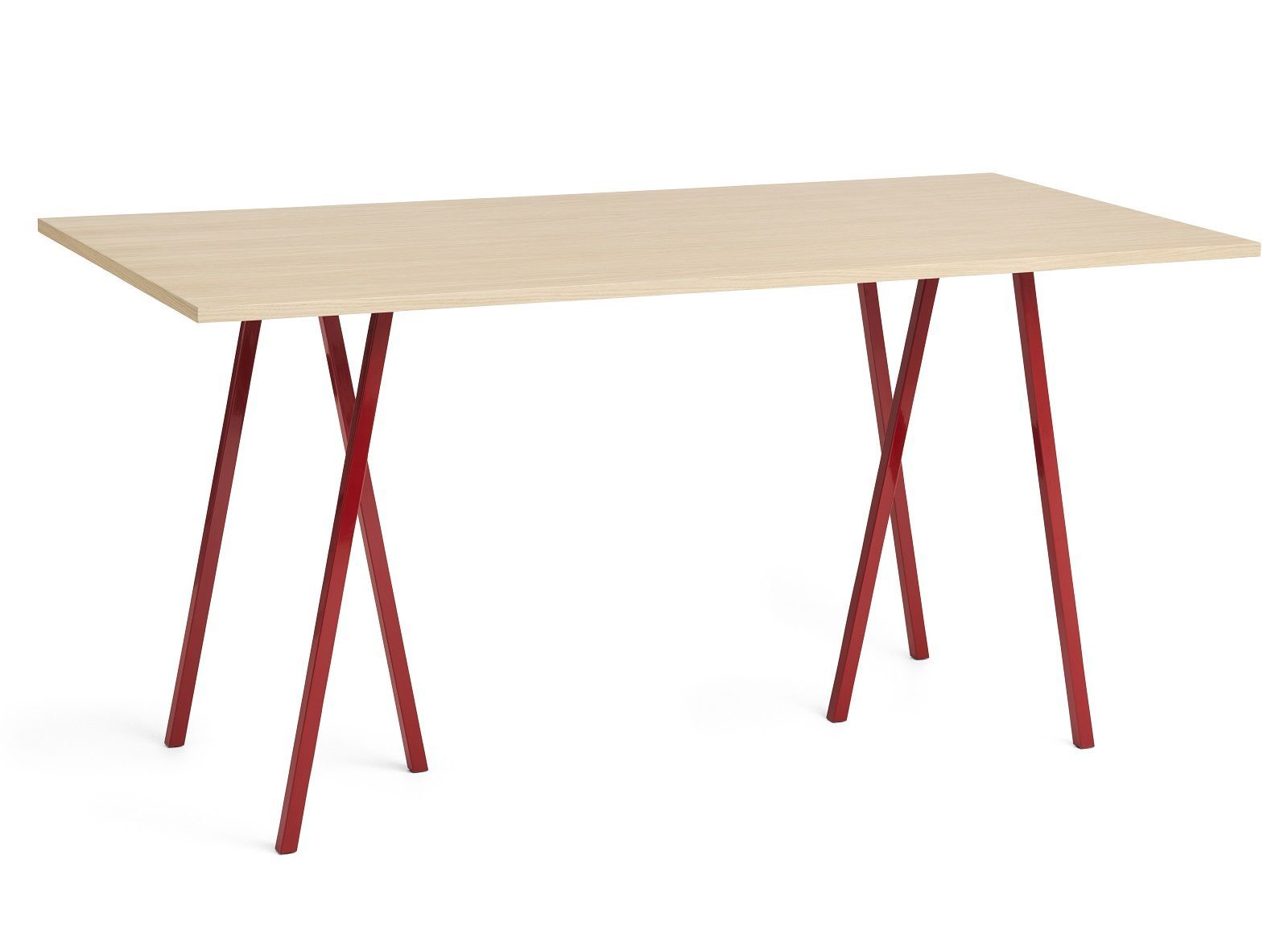 Hay Loop Stand High Table mit heller Tischplatte und roten Beinen. Esstisch für Küche.