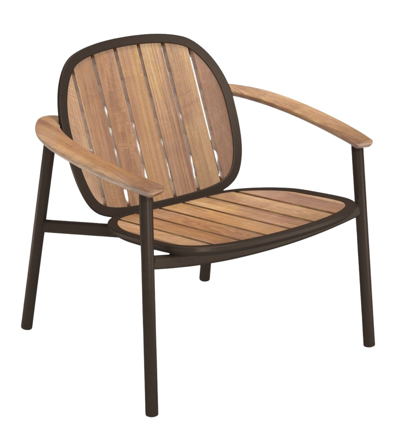 Twins Lounge Chair von Emu, Outdoor Armlehnstuhl aus Holz und Metall, Gartenmöbel.