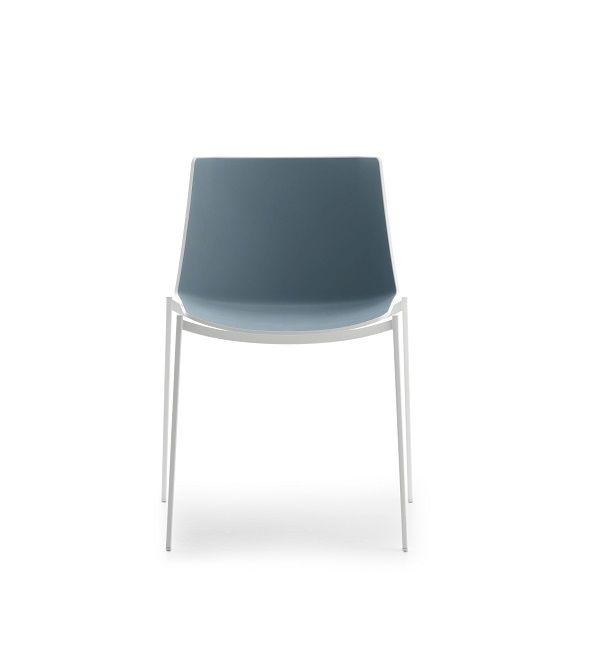 AÏKU Stuhl mit vier Metallbeinen in Weiß, moderner Designstuhl für Esszimmer und Büro.