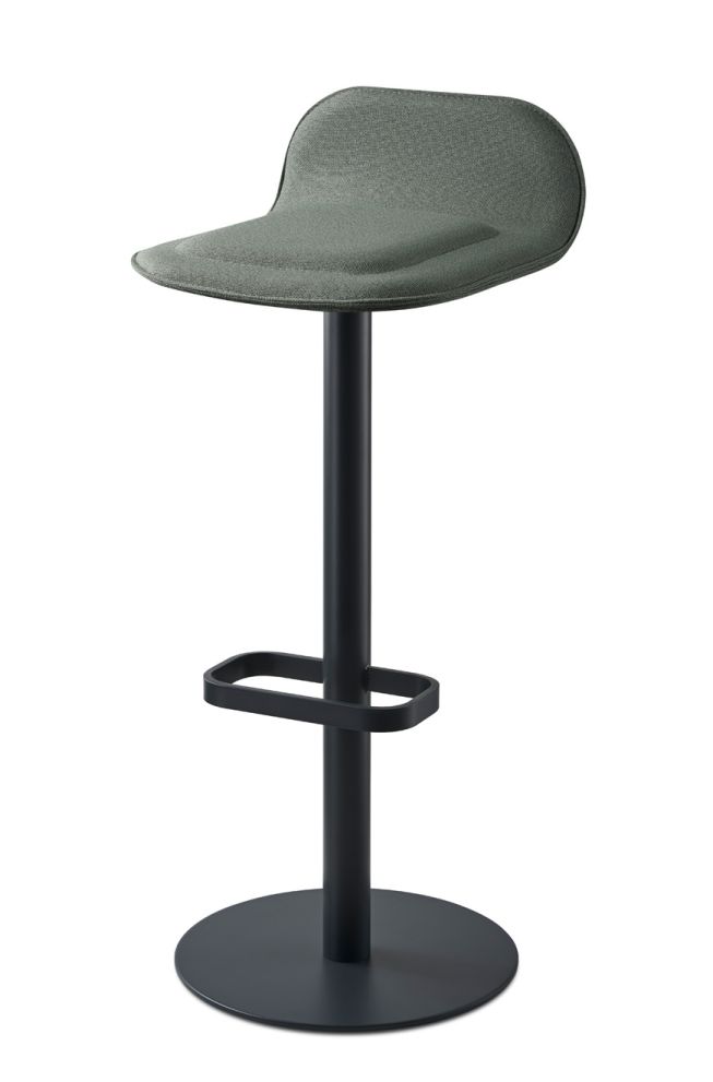 Dave Barhocker in Anthrazit mit weinrotem Sitzpolster, moderner Barstuhl für Küche oder Bar.