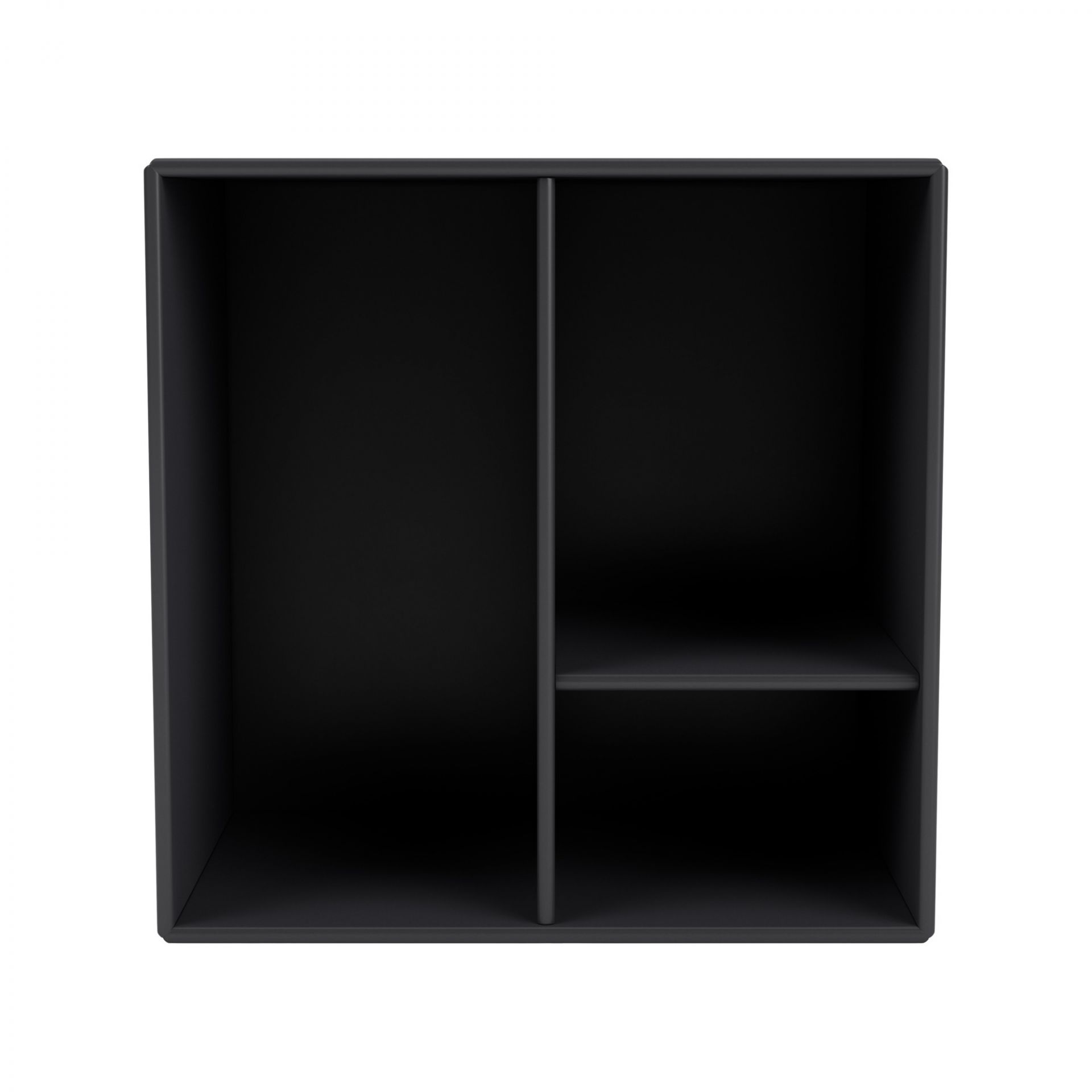 Anthrazitfarbenes Montana Mini Modul mit Regalböden, ideal für Büro oder Wohnzimmer. Regalsystem zur Wandmontage.