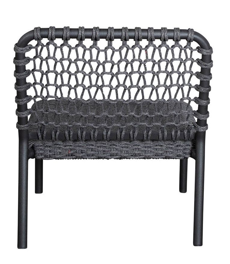 Ocean Sessel: Einzelmodul Outdoor Sessel von Cane-Line mit grauem Geflecht und schwarzem Rahmen.