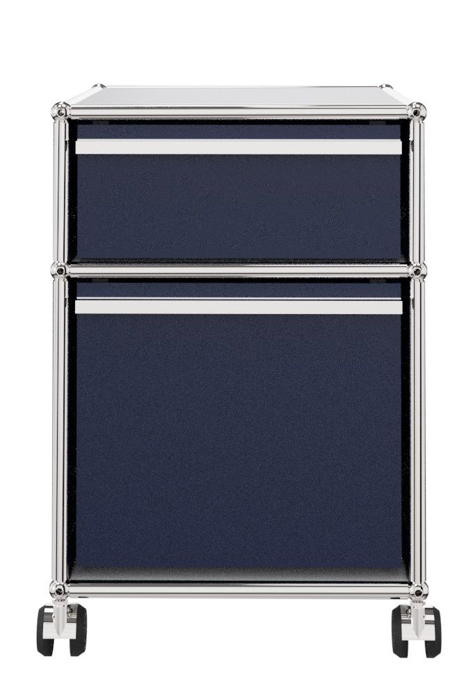 USM Haller Rollcontainer mit Hängeregistratur stahlblau