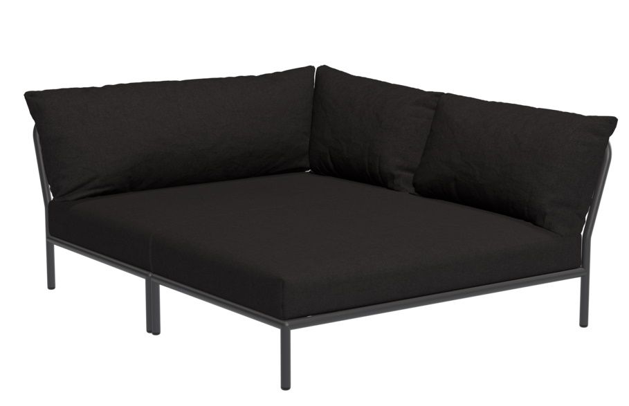 Schwarzes Level Cozy Corner Outdoor Sofa von Houe mit bequemen Kissen und minimalistischem Design.