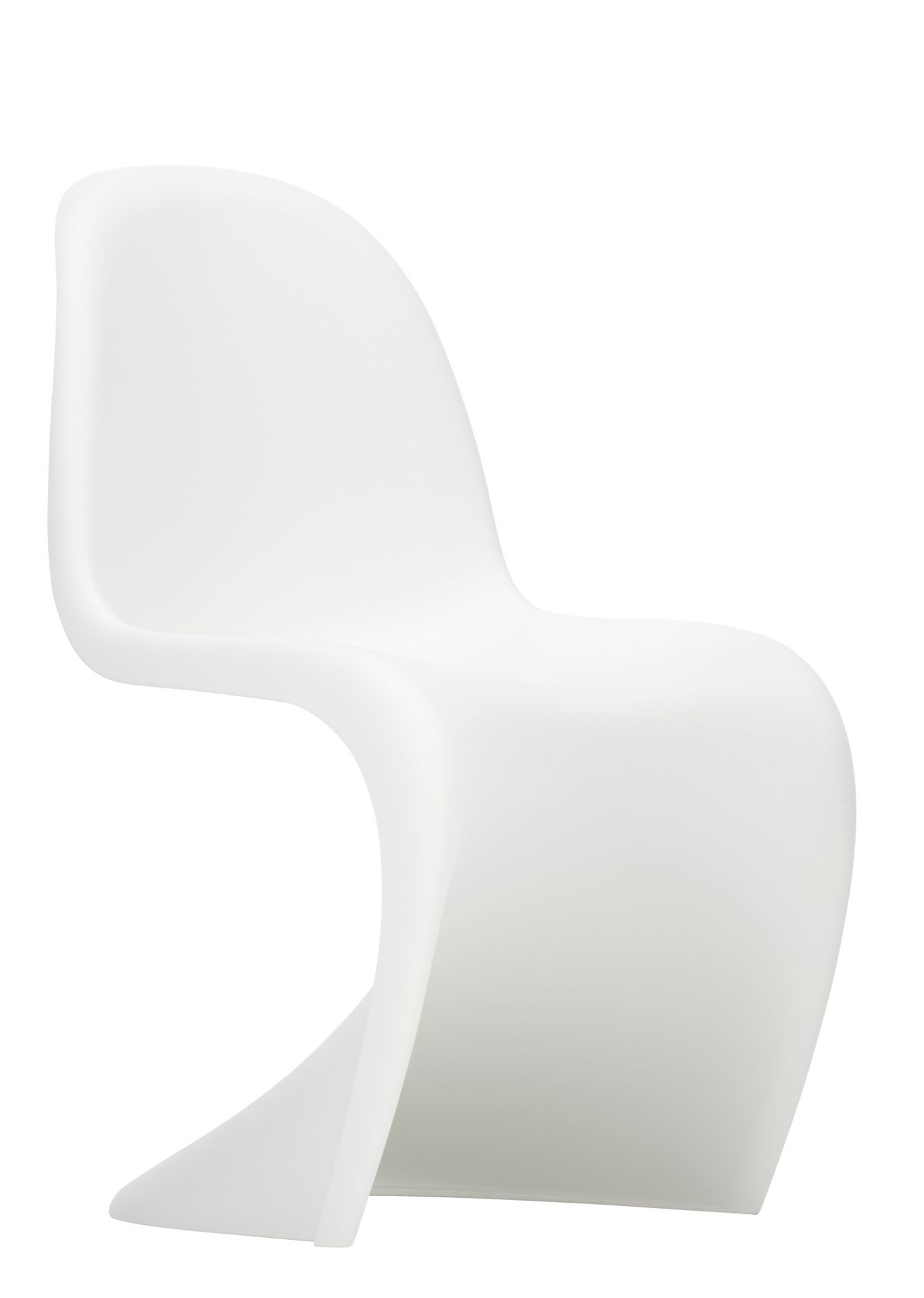 Weißer Panton Chair Stuhl von Vitra in neuer Höhe, moderner Kunststoff Designklassiker.