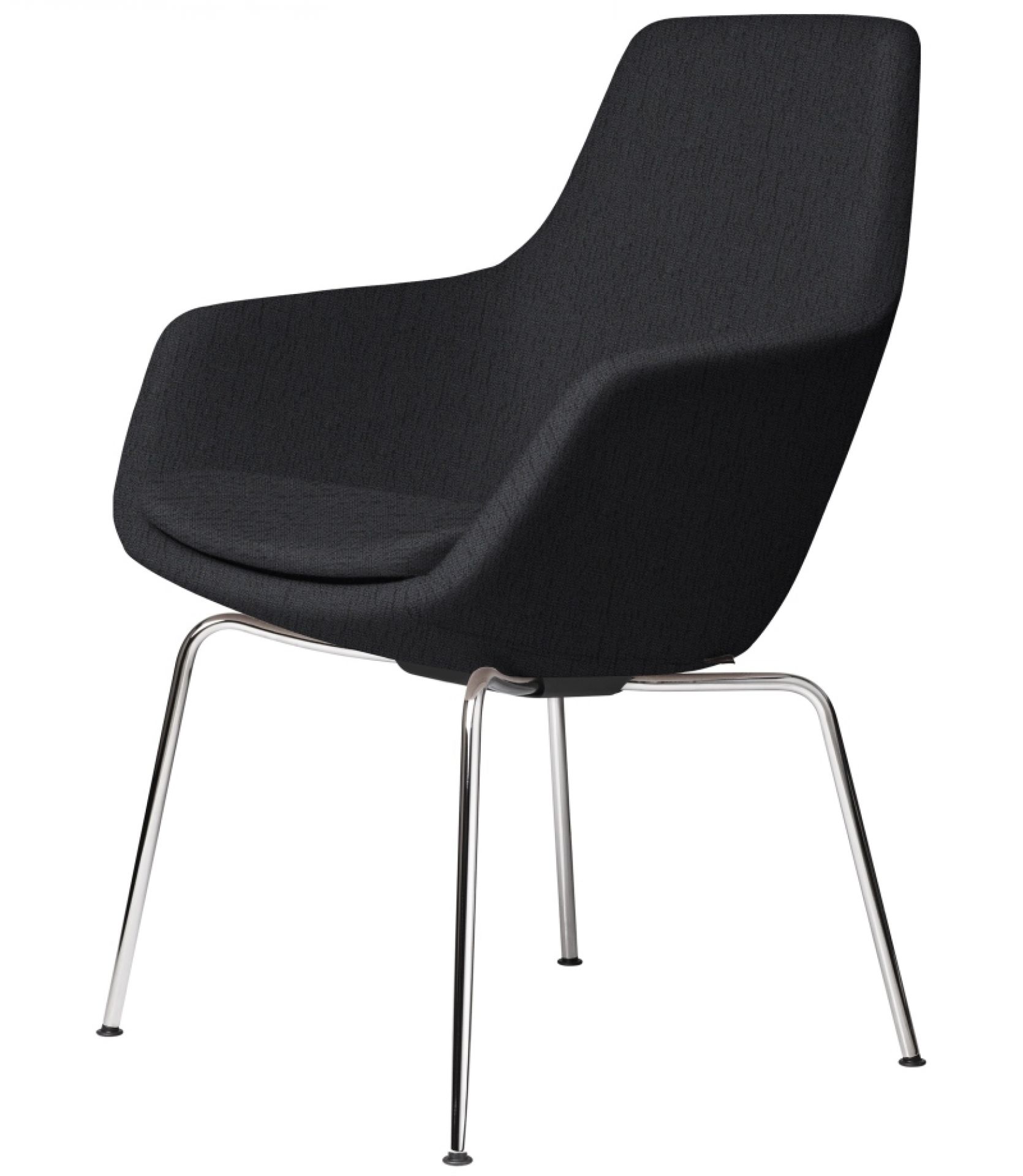 Schwarzer Little Giraffe Stuhl von Fritz Hansen mit abnehmbarem Bezug und Chromgestell.