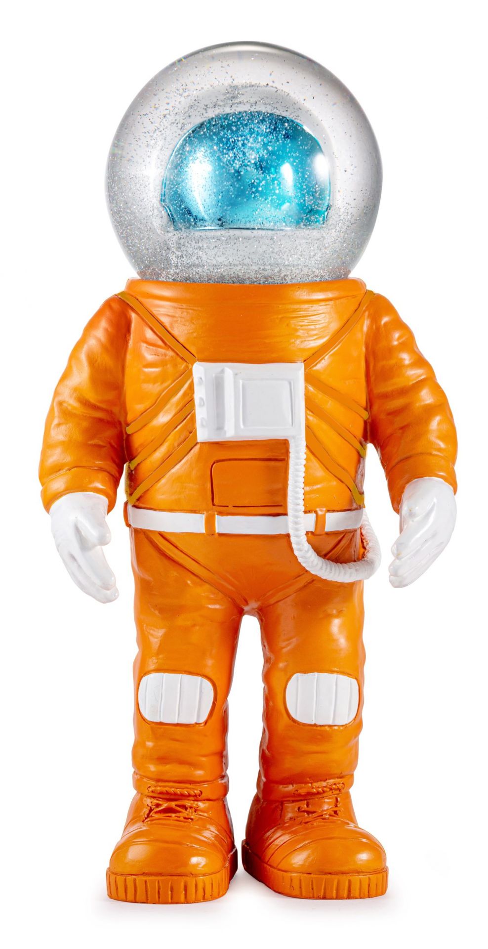 Summerglobes Marstronaut Glitzerkugel: Astronauten-Figur mit Glitzerkugel-Helm in Orange und Weiß. Einzigartige Deko für Weltraum-Fans.