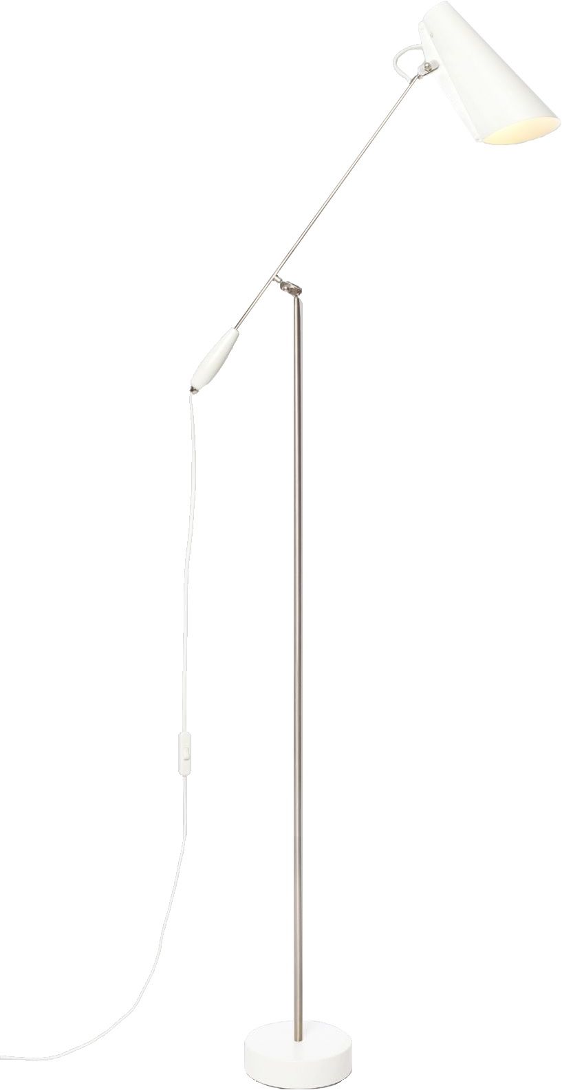 Weiße Birdy Stehleuchte von Northern: Moderne Bodenleuchte mit verstellbarem Lampenschirm für Wohnzimmer und Büro.