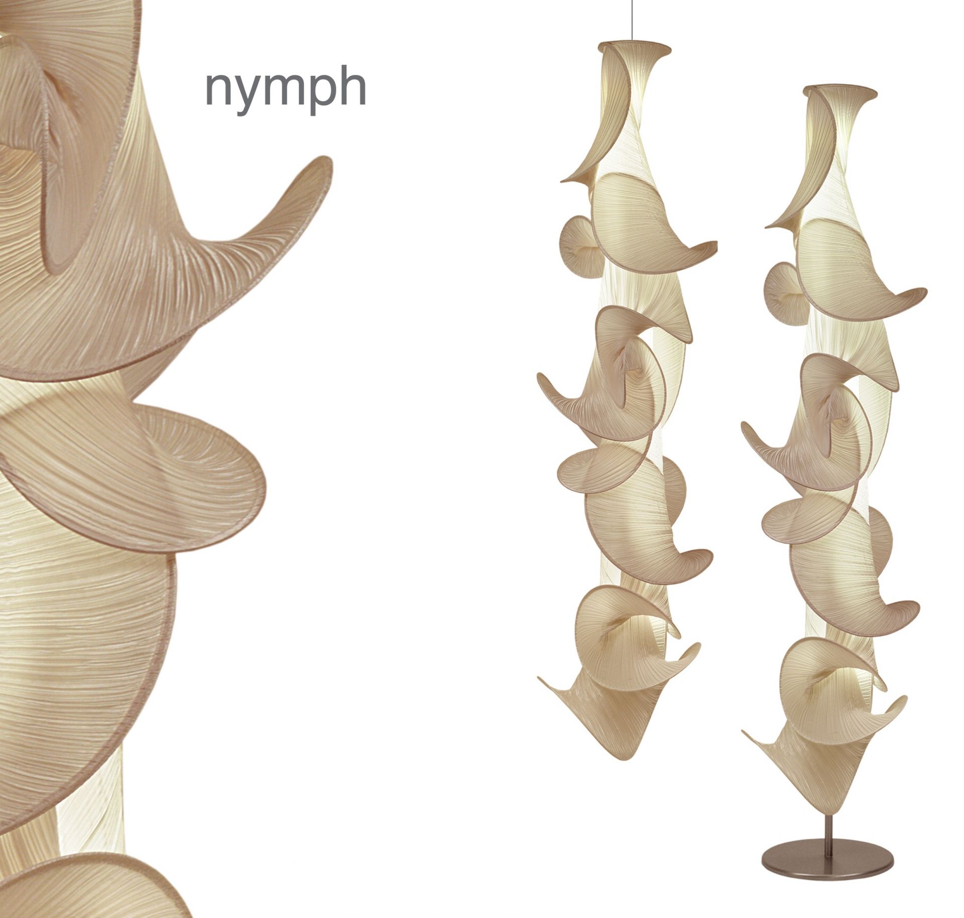 Beige Nymph Stehleuchte von Alexandra Tsoukala, moderne Design Lampe für Wohnzimmer und Schlafzimmer.