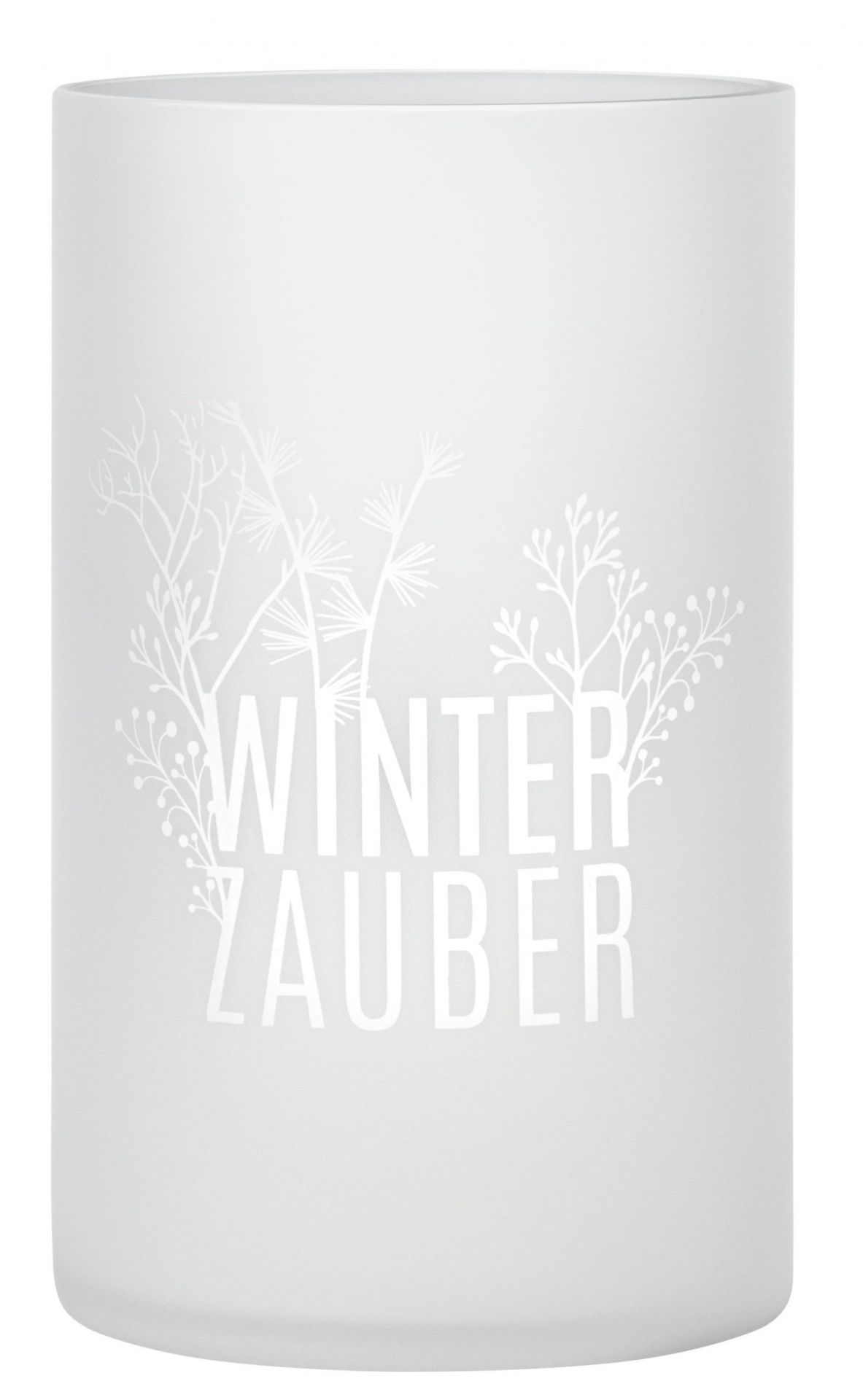 Räder Windlicht Winterzauber, weißes Glas mit Wintermotiven, stimmungsvolle Weihnachtsdekoration für gemütliche Stunden.