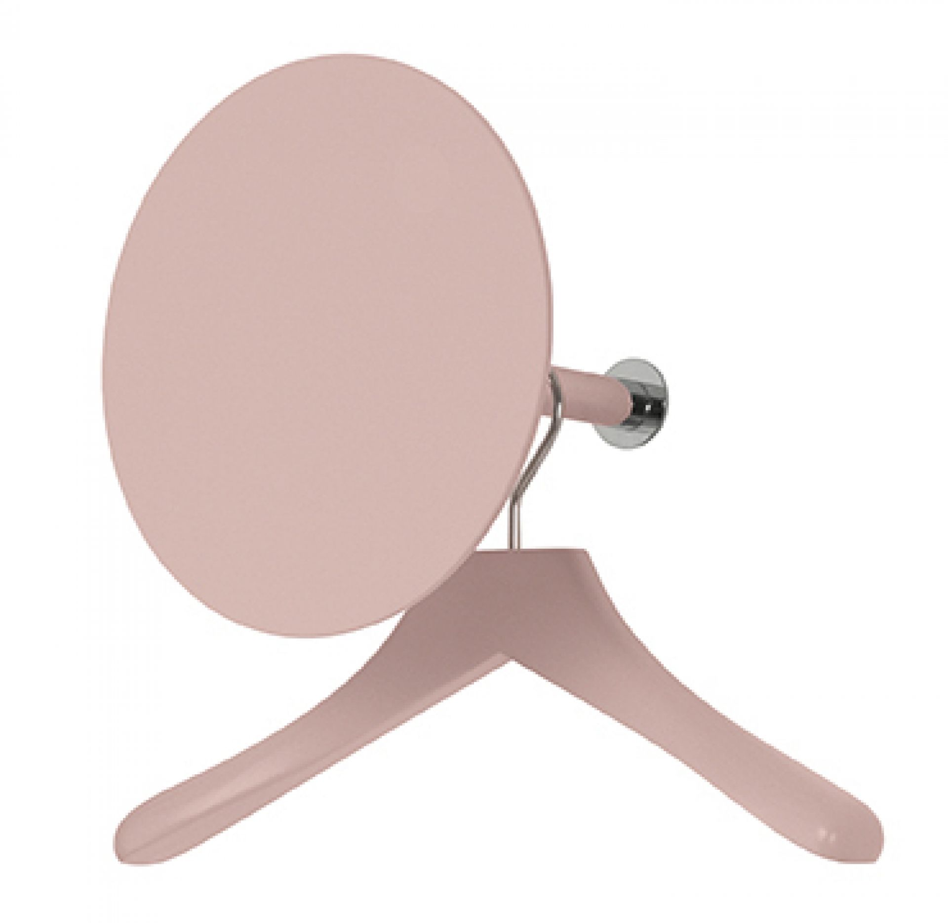 Rosa Schönbuch Garderobenhaken Slot mit runder Wandhalterung und Kleiderbügel für Jacken und Mäntel.