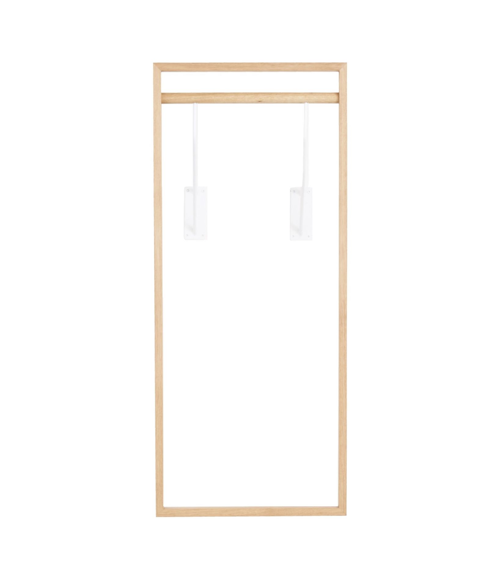 Helle gardero-b Wandgarderobe mit Holzrahmen und weißen Kleiderstangen für Flur oder Schlafzimmer.