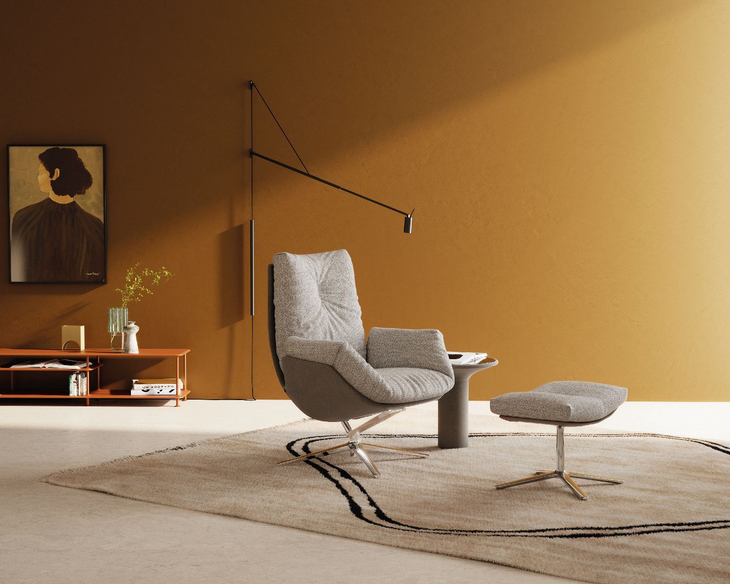Cordia Lounge Sessel mit Hocker Vorzugskombination 286 Cor QUICK SHIP
