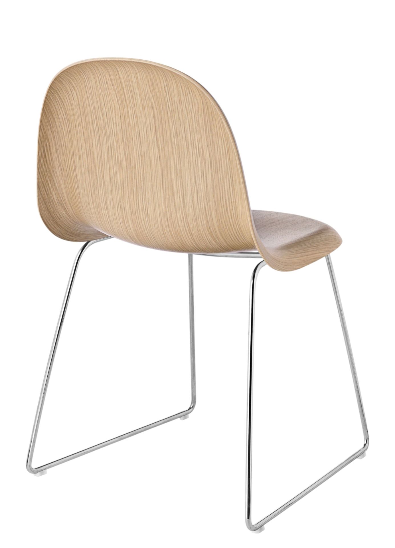 3D Esszimmerstuhl Eiche - Sledge Base Edelstahl - Kunststoffgleiter Gubi
