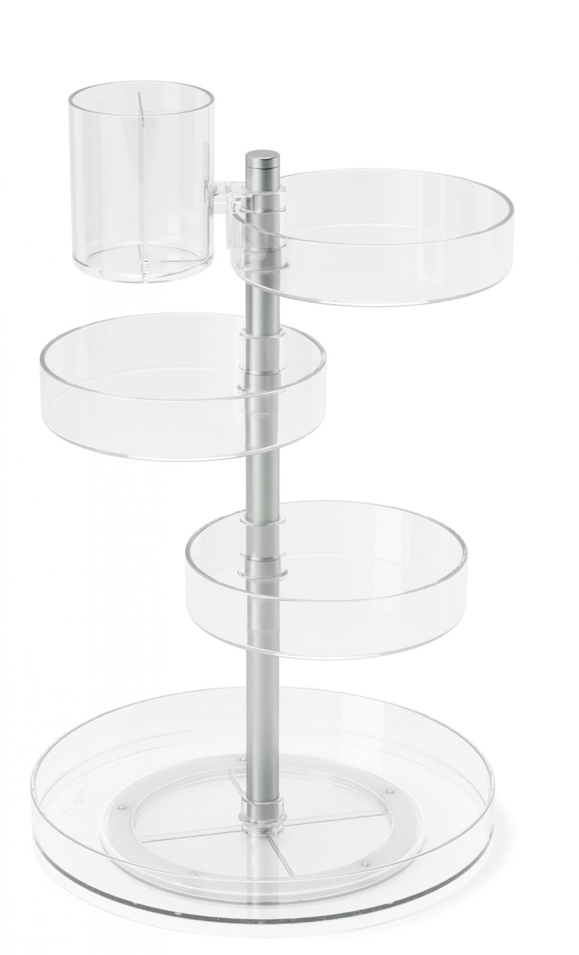 Umbra Pirouette Organizer: Drehbarer, transparenter Organizer mit vier Ebenen und Stifthalter für Büro oder Bad.