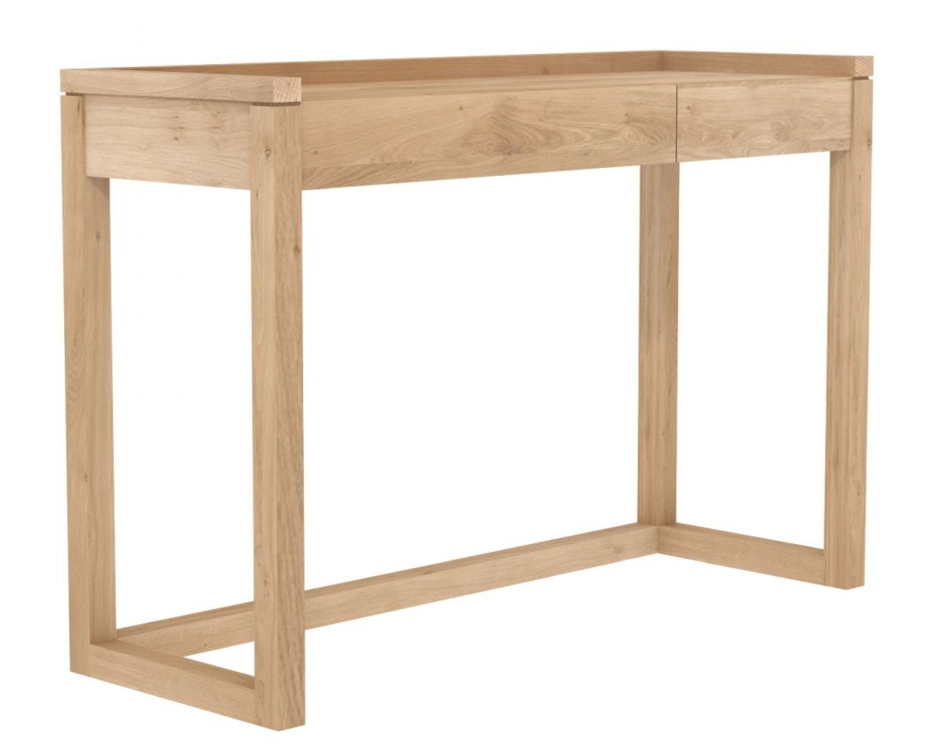 Frame Schreibtisch von Ethnicraft aus hellem, massivem Eichenholz mit minimalistischem Design und Schublade.