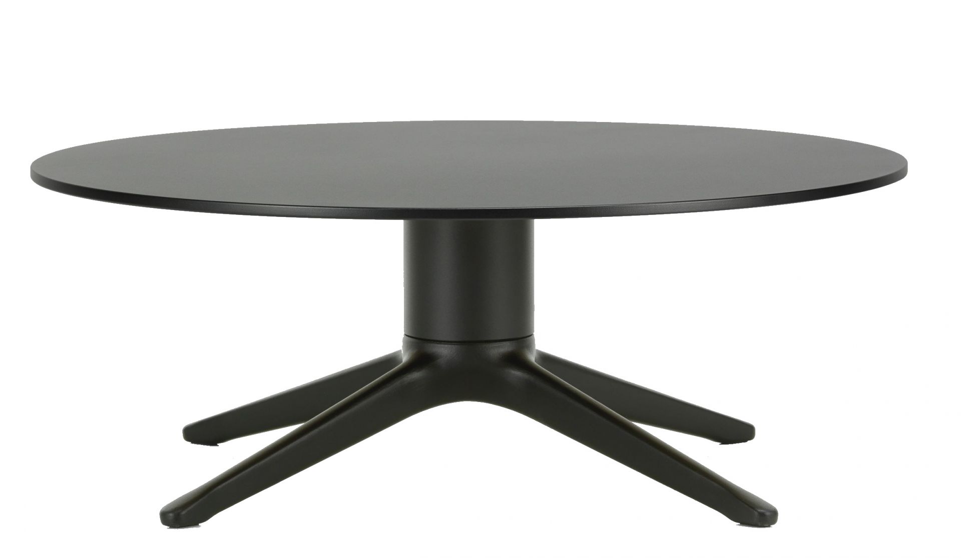 Schwarzer Abalon Table Couchtisch von Vitra mit runder Tischplatte und dreibeinigem Fuß.
