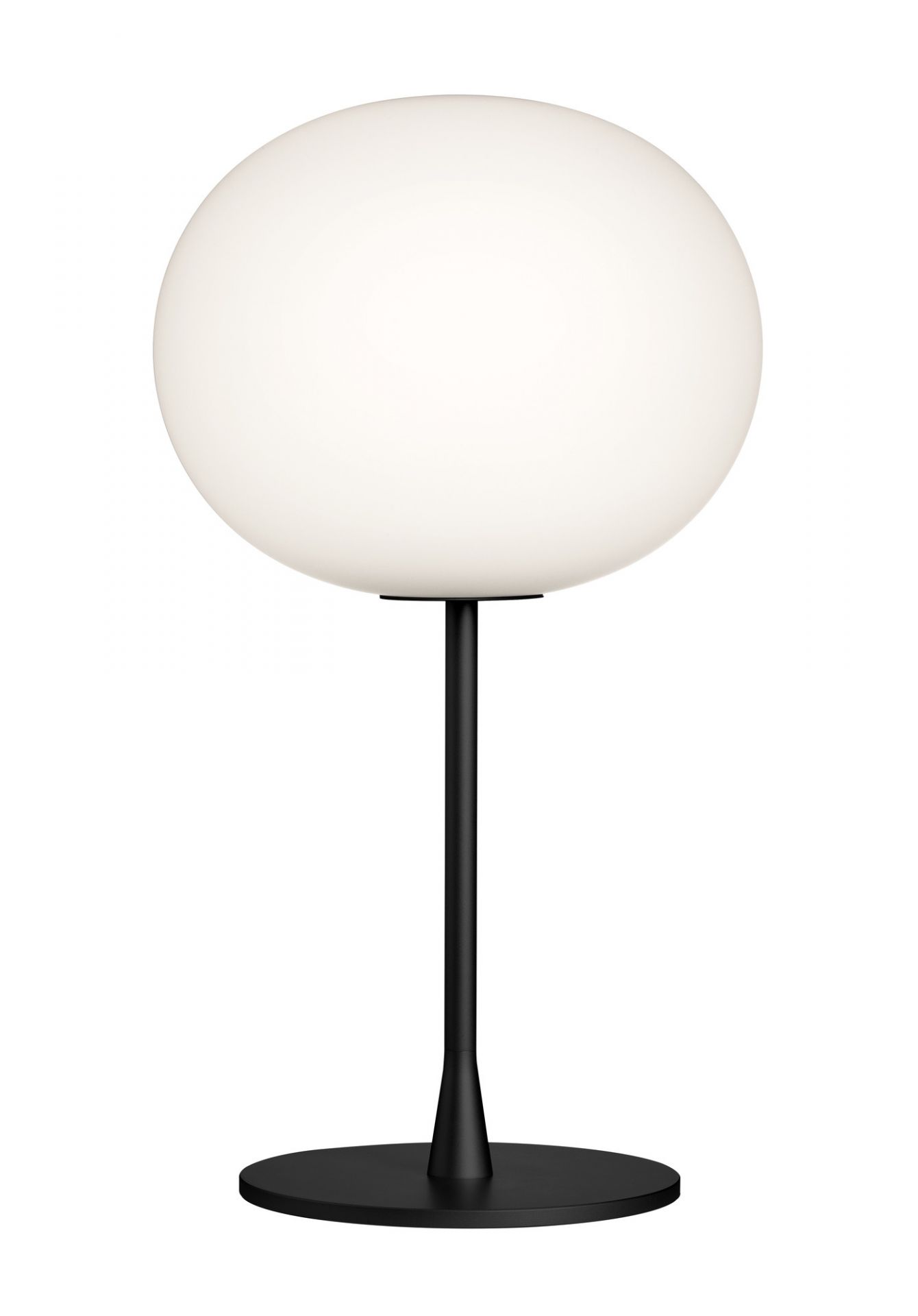 Glo Ball Tischleuchte von Flos in Schwarz: Moderne Tischlampe mit rundem, diffusem Licht.